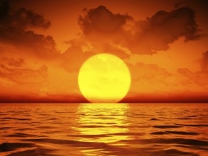 A big sooting sunset wallpaper 3D illustration