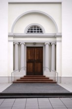 The entrance of a newly built and modern church