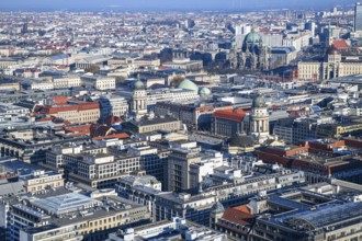 Aerial view, Leipziger Straße, Friedrichstraße, Berlin Cathedral, Gendarmenmarkt, Berlin Mitte,