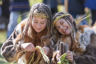 Itelmens national ritual festival of thanksgiving nature Alhalalalay on Kamchatka Peninsula. Two
