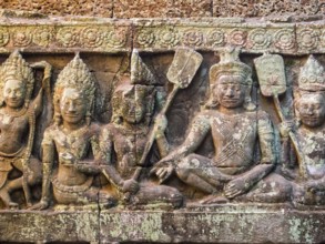Reliefs on the Leper King Terrace at Angkor Thom, Siem Reap, Cambodia, Asia
