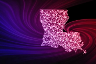 Map of Louisiana, Polygonal mesh line map, modern map