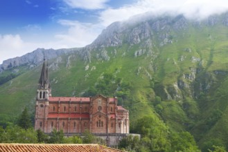 Covadonga Catholic sanctuary Basilica church in Asturias at Cangas de Onis