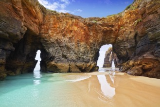 Playa las catedrales Catedrais beach in Ribadeo Galicia of Lugo Spain