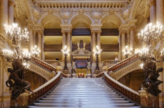 PARIS, FRANCE, MARCH 14, 2017 : interiors, frescoes and architectural details of the palais
