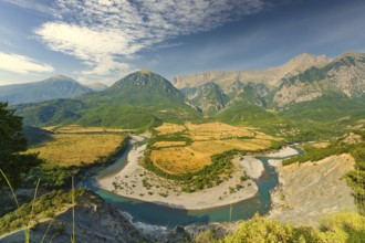 Vjosa river bend panorama at sunrise. I got up at 3 am in the morning to get there for the photo as