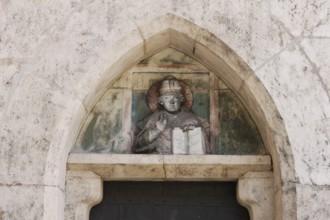 Tympanum to the portal of St Nicholas' Chapel, St, Saint, Saint