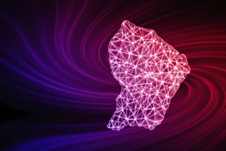 Map of French Guiana, Polygonal mesh line map, modern map
