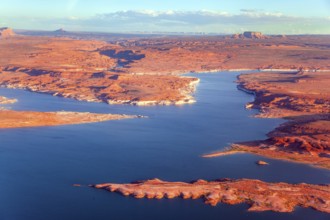 Lake Powell is a reservoir on the Colorado River. States of Utah and Arizona. USA. Huge lake of