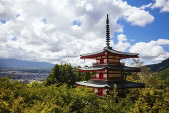 FUJIYOSHIDA CITY, JAPAN - SEPT 17TH, 2024: Arakura Fuji Sengen-jinja Shrine in Arakurayama Sengen