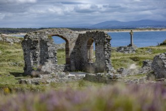 Ruins of the ruined St Dwynwen Church, Llanddwynn Island, Newborough, Anglesey, Wales, Great