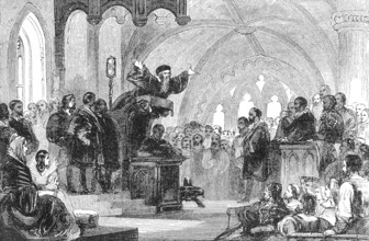 John Knox, c. 1514-1572, Scottish leader of the Protestant Reformation, preaching at St Andrews,