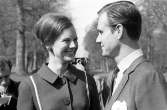 Margrethe II of Denmark. Pictured with Henri de Laborde de Monpezat at Fredensborg palace in