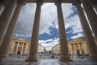 The grand columns of the Pantheon and neighboring Parisian buildings are uniquely seen from the
