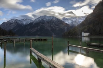 Cold morning at Plansee near Reutte, Tyrol, Austria, Europe