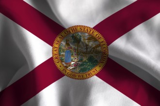 A ruffled fabric flag of Florida