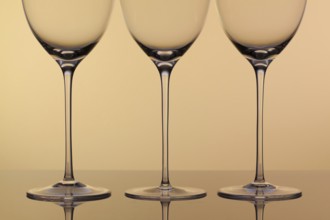 Three empty glasses of wine on a clean background