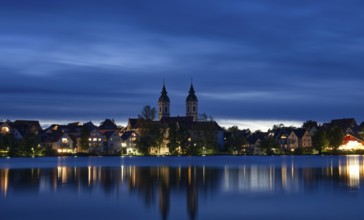 Bad forest lake (Baden Württtemberg, Germany) at night during the blue hour