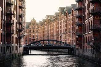 Das Lagerhausviertel oder die Speicherstadt. Wandrahmsfleet-Kanal