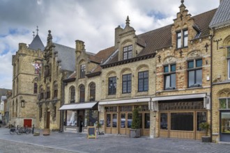 Historical houses on Veurne market square, Belgium, Europe