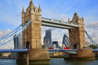 London Tower Bridge on Thames river in England