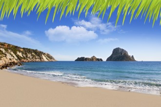 Es vedra island of Ibiza view from Cala d Hort in Balearic islands