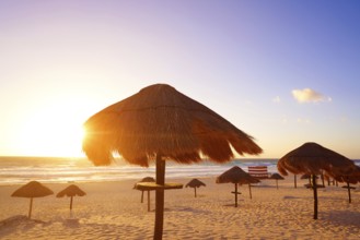Cancun sunrise at Delfines Beach at Hotel Zone of Mexico