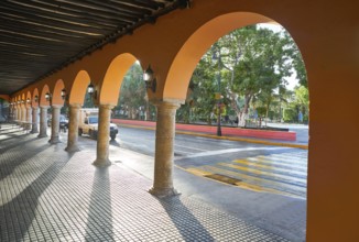 Merida city arcade arcs of Yucatan in Mexico