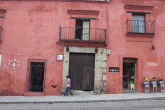 Facade of old style a mexican house. Oaxaca, Oaxaca. Mexico