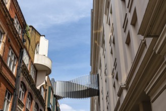 London, UK, May 15, 2019: Modern design bridge between two buildings in Covent Garden. Located in