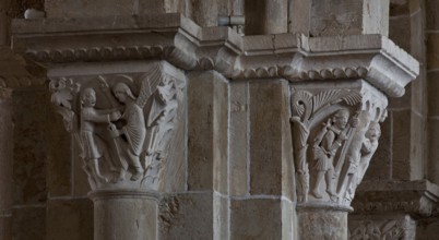 Vezelay, Basilica of Ste-Marie-Madeleine. Interior. Romanesque nave Figure capitals, St, Saint,