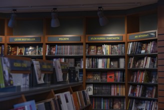 A picture of the interior of a Turkish bookshop