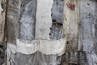 Torwache wrapped with old jute sacks, Check Point Sekondi Loco, by artist Ibrahim Mahama, documenta