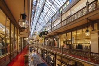 SYDNEY, AUSTRALIA DECEMBER 3 2023, The Strand Arcade with Christmas lights and decorations in the