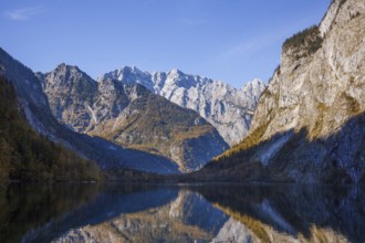 Obersee with Watzmann east face, Königssee, Schönau, Berchtesgaden National Park, Berchtesgadener