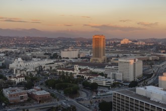 A picture of the Los Angeles Union Station at sunset