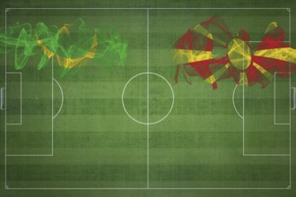 Mauritania vs North Macedonia Soccer Match, national colors, national flags, soccer field, football