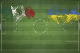Mexico vs Ukraine Soccer Match, national colors, national flags, soccer field, football game,
