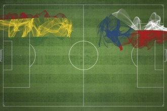 Bolivia vs Czech Republic Soccer Match, national colors, national flags, soccer field, football