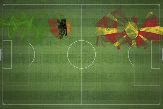 Zambia vs North Macedonia Soccer Match, national colors, national flags, soccer field, football