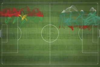 Burkina Faso vs Bulgaria Soccer Match, national colors, national flags, soccer field, football