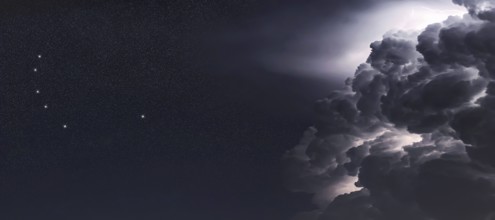 Corona Australis star constellation, Night sky, Cluster of stars, Deep space, Southern Crown