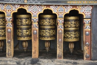 Buddhist prayer wheels, Thimphu, Bhutan, Asia