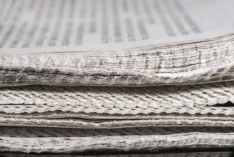 Pile of newspapers close up macro shot