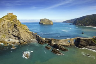 The most extraordinary coast of Spain. The island Gastelugache connected to the mainland by a