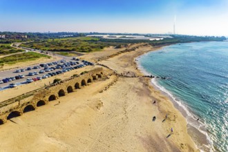 Mediterranean coast. The sandstone aqueduct built during the reign of Herod the Great. January