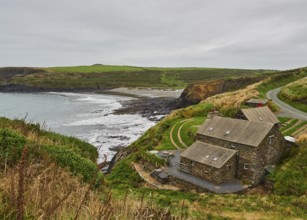 View of the coastal landscape of Abereiddy, Abereiddy, Haverfordwest, Wales, UK