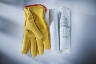 Blueprints protective gloves on white background