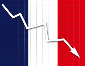 The French flag and arrow graph going down