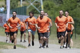 Sofia, Bulgaria - July 9, 2016: Participants are running in a group at the Legion Run extreme sport